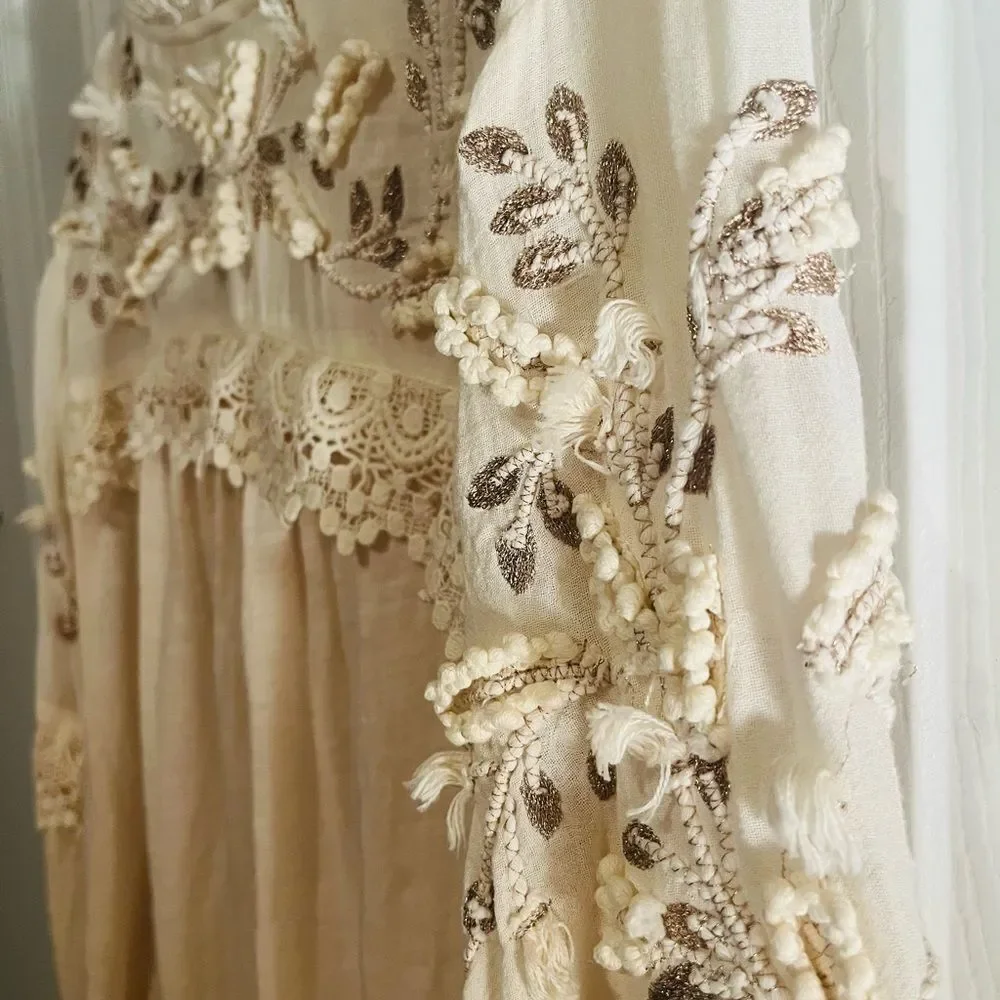 Anthropologie Embellished Sleeve Blouse NWOT